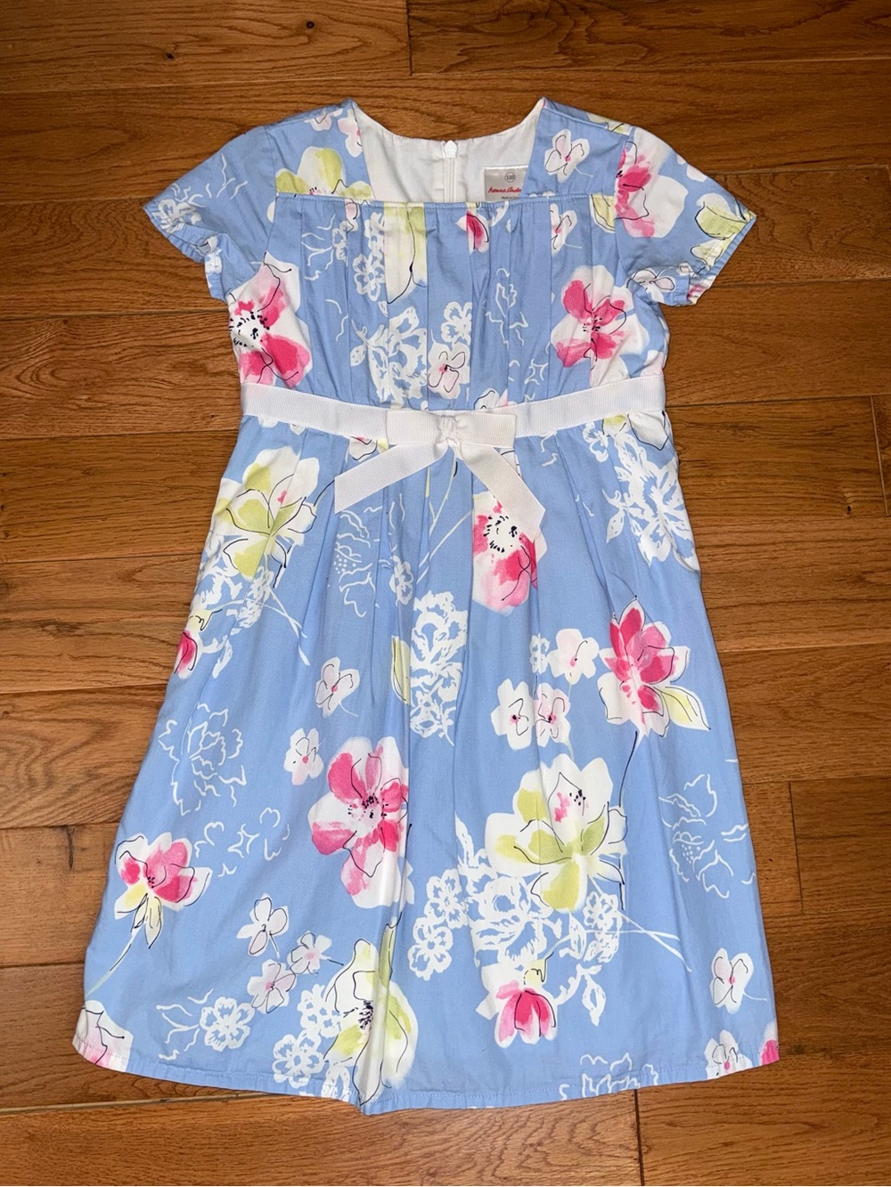 Hanna Andersson Blue Floral Cotton Dress Girls Size 110
